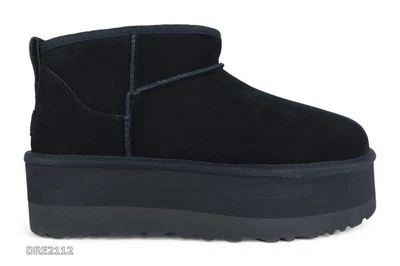 Botas de piel UGG Classic Ultra Mini plataforma negras para mujer talla 8 *NUEVAS EN CAJA* Foto 1 de 4