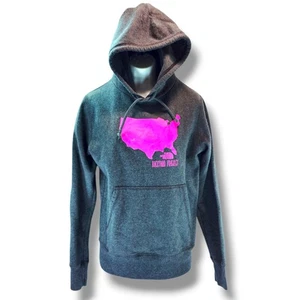 North Face Pullover Hoodie Women Sz M Gray Pink Logo Sweatshirt Backyard Project - Picture 1 of 13