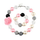  2PCS/Set Children Resin Flower Bead Necklace and Bead Bracelet Bubblegum Baby