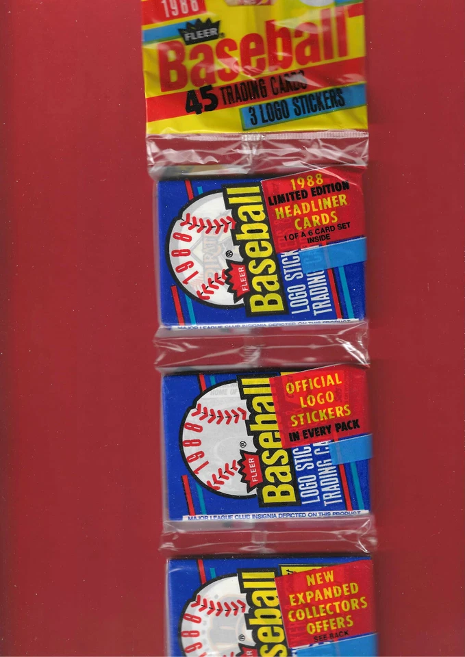 Baseball Fleer 1988 Trading card Logo Stickers - Tri pack sachet 45 cartes - Photo 1/1