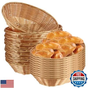 SINJEUN 30 Pack Wicker Bread Basket, Handwoven Oval Plastic Basket, Woven Tab - Picture 1 of 5