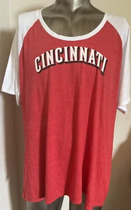 MLB Cincinnati Reds Scoop Neck Contrast Sleeve Raglan Women Shirt New Sz 1X - Picture 1 of 2