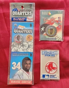 WBC RED SOX DAVID ORTIZ PAPI SPANISH MEDALLION COIN QUARTER STICKER LOT SEALED - Picture 1 of 5