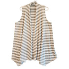 Loveu Dear Womens Kimono Vest Open Cardigan Sleeveless Sz XL White Gray Stripe