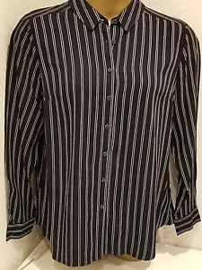 NEW M&S Collection 12 - Stripe Long Sleeve Shirt - V Dark Navy - Slimming - NWT - Picture 1 of 5