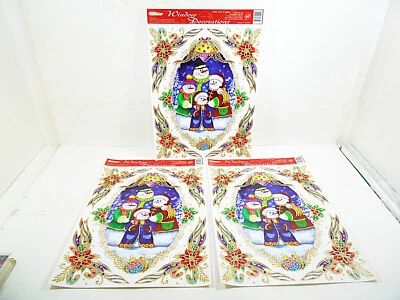 3 pegatinas adhesivas para decoración de ventanas de Navidad muñeco de nieve escarchado decoraciones vacaciones Foto 1 de 2