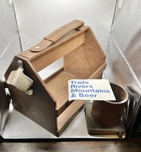 Leather 6-Pack Beer Caddy With Opener, Coasters & More Fathers Day Gifts For Men - Bild 1 von 18