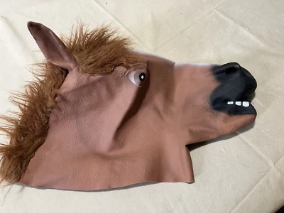 Funny Horse Head Mask Full Coverage Latex Costume for April Fools Cosplay Party - Image 1 of 4