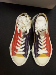 Maison Mihara Yasuhiro Size Eu 44, US 10 Canvas Low Orange Blue Sneaker Yellow - Picture 1 of 9