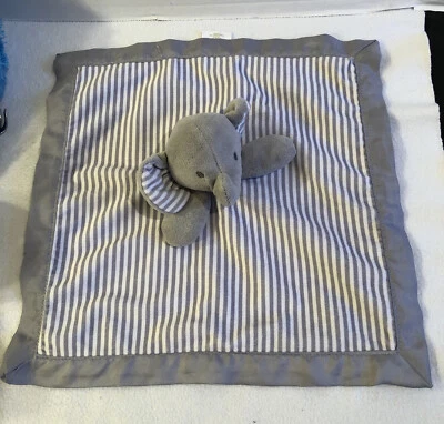 Manta de seguridad para bebé Circo gris blanco a rayas elefante satinado Lovie Lovey Foto 1 de 4