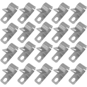 20 Pcs Stainless Steel Wire Clamp Cable Holder Mounting Cord Fastener Clips - Afbeelding 1 van 12