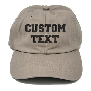 Custom embroidered khaki cotton cap hat, personalized khaki cotton baseball cap - Picture 1 of 9