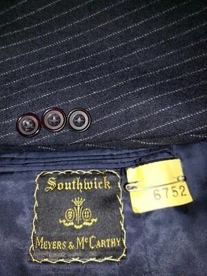 Blazer SOUTHWICK Para Hombres 39L Azul Traje Chaqueta A Rayas DE COLECCIÓN DE COLECCIÓN Entrevista Foto 1 de 4