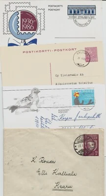 FINLANDIA PAPELERÍA POSTAL: 12 diferentes artículos (env., postales)/ca.1936-1997/ USADOS Foto 1 de 4