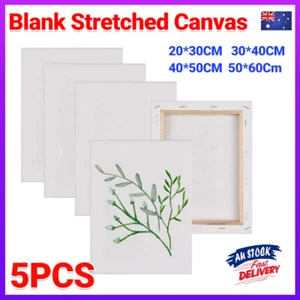 5x Artist Blank Stretched Canvas Canvases Art Large White Range Oil Acrylic Wood - Picture 1 of 20