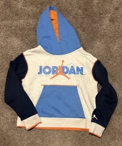 Nike Jordan Girls LG Ivory Heathered Navy Backyard Adventure Boxy Cotton Hoodie - Picture 1 of 6