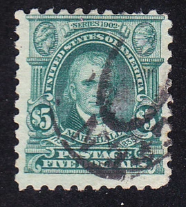 US Scott 480 old $5 Marshall perf 10 U/F-VF CV $35 - Picture 1 of 1