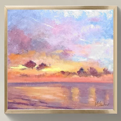 Pintura Original Bellas Artes 12x12 | Lienzo Firmado | Paisaje Marino Impresionista Foto 1 de 4