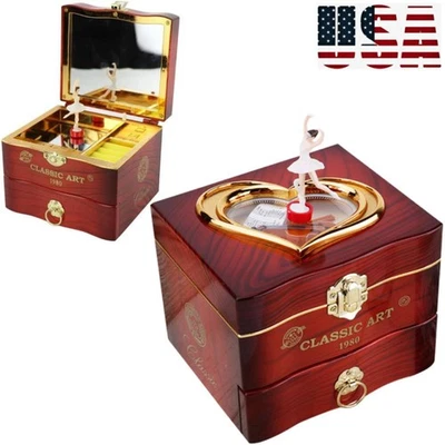 Musical Jewellery Box with Classic Rotating Ballerina Dancer Music Box Necklace
