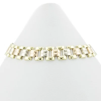8mm Wide Gold Fancy Bracelet 7" in 10K Three Tone Gold - Image 1 of 2