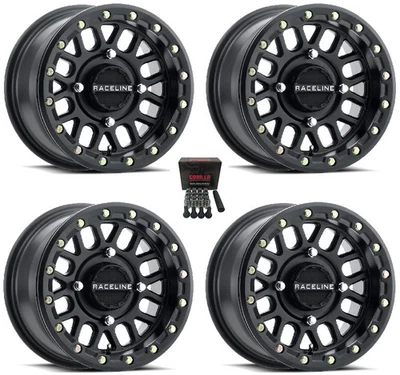 Raceline Podium Beadlock UTV Wheels/Rims Black 14" Polaris RZR 1000 XP (4) Foto 1 de 3