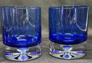 PAR - BLOQUE VINTAGE ESTOCOLMO CRISTAL AZUL COBALTO DOBLE VIDRIO ANTIGUO - Imagen 1 de 6