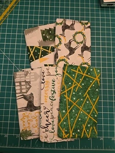FAT QUARTER BUNDLE 5 - Tree Reindeer Snow Green Quilt Set Winter Christmas Craft - Picture 1 of 11