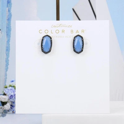 NWOT Kendra Scott Ellie Blue Glow in the Dark Stud Earrings Gunmetal Tone - Image 1 of 4