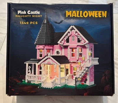 Pink Castle House Building Set Halloween Naughty Night Haunted 1349 PCS Blocks - Image 1 of 3