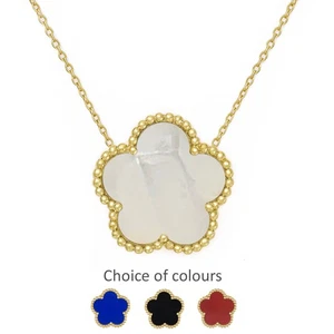 Gold Clover Necklace – 925 Sterling Silver Birthday Gifts for Her Girls Women - Picture 1 of 17