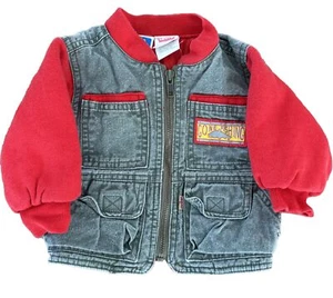 Vtg Levis Gone Fishing Denim Jean Bomher Flight Jacket Coat Youth 12 Months - Picture 1 of 5
