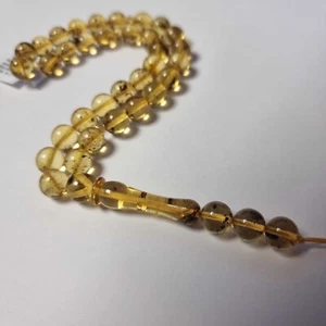 Transparent With Fossil Amber Round 7.5 mm Islamic Prayer Beads 33 - Picture 1 of 2