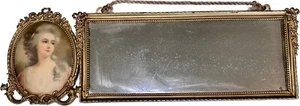 Antik 1910 Jugendstil Goldrahmen & Spiegel Marie Antoinette Porzellan markiert - Bild 1 von 20