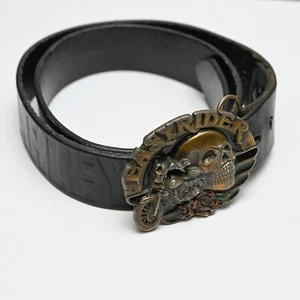 Vintage "Easy Rider” Motorcycle Skull Belt Buckle and Harley Belt USA 32 33 34 - Picture 1 of 6