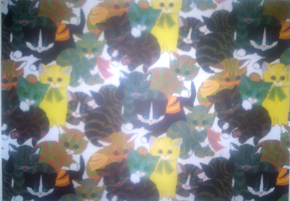 Happy Birthday Cats & Kittens Gift Wrapping Paper Retro Kitsch  - Image 1 of 1