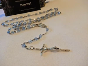 SACRED Heart of JESUS & Our Lady Baby Blue beaded Rosary w/Crucifix ~FREE SHIP!  - Picture 1 of 11
