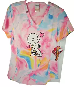 Cherokee Peanuts Women's TF752 Genuine Print V-Neck Top Dog's Best Friend Small - Picture 1 of 8