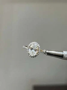 3 Karat Ovalschliff Laborgefertigter Diamant Ehering Verlobungsring 14 Karat Gelbgold vergoldet - Bild 1 von 3