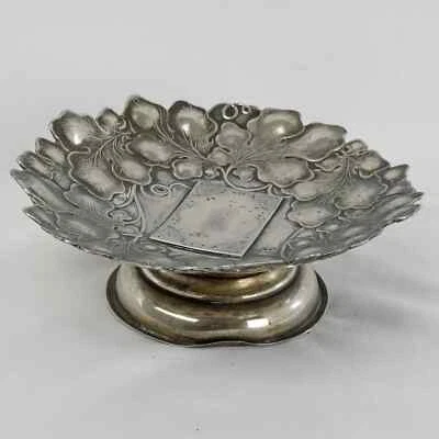 Receptor de tarjetas victoriano placa de plata hojas de uva siglo XIX Foto 1 de 4