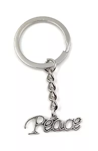 Keychain Peace Lettering Metal Pendant Charm - Picture 1 of 5