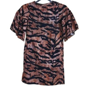 How to Kiss a Frog Girl's Dress Flared Stripe Animal Print Brown Color Size 8Y - Picture 1 of 3