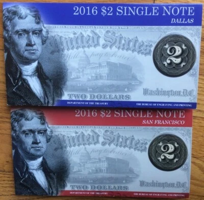 2016 $2 SINGLE NOTE -SAN FRANCISCO “L”+ DALLAS “K“- SERIAL 2013 - Image 1 of 4