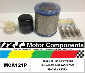 SUZUKI LJ80 LJ81 4WD SPARK PLUGS & FILTER SERVICE KIT F8A 797cc 1978-81 - Picture 1 of 2