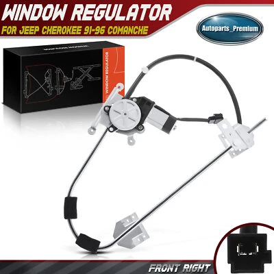 Front Passenger RH Power Window Regulator w/ Motor for Jeep XJ Cherokee 91-96 - Image 1 of 4