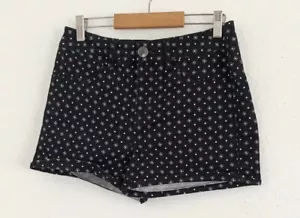 SO Women's Black with White Diamond Pattern Cotton Stretch Shorts Size 5 - Picture 1 of 7