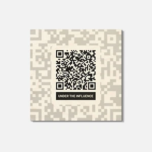 Under The Influence QR Code 4'' X 4'' Square Wooden Coaster - Picture 1 of 3