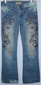 Allen B By Allen Schwartz Womens Jeans Size 28 Blue Denim Beaded Vintage - Picture 1 of 10