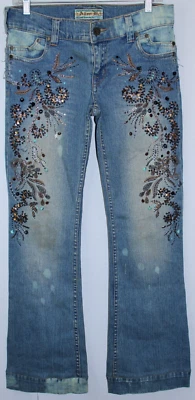 Allen B By Allen Schwartz Womens Jeans Size 28 Blue Denim Beaded Vintage - Image 1 of 4