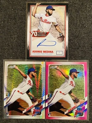 2021 TOPPS ADONIS MEDINA RC Auto BLACK /199 + Chrome Prism + Pink Refractor - Image 1 of 2