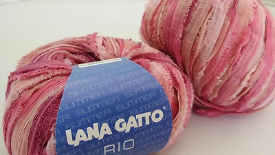 400 g Rio Lana Gatto Farbe 7358 rosa pink beere meliert Bändchengarn Sonderpreis - Bild 1 von 3